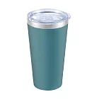 Tolid戶外露營風 真空雙層不鏽鋼保冷保溫杯 420ml 附蓋子 藍綠色