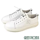 【GREEN PHOENIX】男 休閒鞋 懶人鞋 全真皮 直套式 免綁鞋帶 EU39 白色