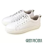 【GREEN PHOENIX】男 休閒鞋 全真皮 綁帶 平底 EU39 白色