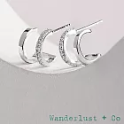 Wanderlust+Co 澳洲品牌 鑲鑽耳環 銀色小圓耳環 經典雙層設計 Classic Double Pave