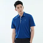 【遊遍天下】男款格紋領抗UV防曬速乾吸濕排汗機能短袖POLO衫(GS1013) M 藍色