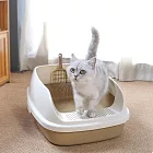 【P&H寵物家】大型貓特大款半封閉式貓砂盆(附砂鏟) 粉色