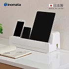 【日本INOMATA】日本製多功能平板手機充電架/集線收納盒- 白
