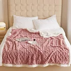 【DUYAN 竹漾】韓系麻花牛奶絨 羊羔絨 雙層加厚被毯 /  玫瑰棕