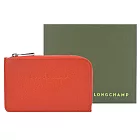 LONGCHAMP LE FOULONNÉ系列牛皮卡片零錢包 紅椒