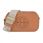 TORY BURCH MILLER 荔枝紋雙拉鍊相機包-迷你/ 棕