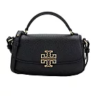 TORY BURCH 雙T-LOGO翻蓋皮革造型斜背包-黑