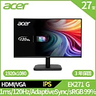 Acer EK271 G 27型120Hz電腦螢幕(FHD,120Hz,1ms,IPS,VGA,HDMI)