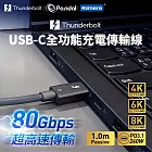 Pasidal Thunderbolt 5 雷電5 充電傳輸線材 1M Passive (8K/120Gbps/240W/PD3.1) 80Gbps雙向頻寬 高速傳輸