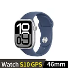 Apple Watch S10 GPS 46mm 鋁金屬錶殼運動錶帶 (銀色+丹寧色運動錶帶ML)