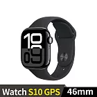 Apple Watch S10 GPS 46mm 鋁金屬錶殼運動錶帶 (曜石黑色+黑色運動錶帶ML)