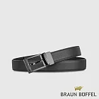 【BRAUN BUFFEL 德國小金牛】台灣總代理 商務型男 Logo鐫刻釦頭穿針式皮帶-鎗色42吋/BF24B-WEG04942-SGU