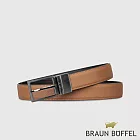 【BRAUN BUFFEL 德國小金牛】台灣總代理 商務型男 方頭十字刻印穿針式皮帶-鎗色40吋/BF24B-WEG04740-SGU