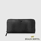 【BRAUN BUFFEL 德國小金牛】台灣總代理 依雅娜 8卡拉鍊長夾-黑色/BF853-602-BK