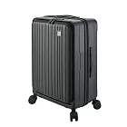 SINDIP 前開式20吋行李箱(靜音雙排飛機輪+海關鎖+可加大+防盜拉鍊) 20吋 黑