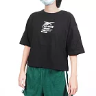 Reebok Running Graphic Tee [100204473]女 T恤 休閒 棉質 運動 寬鬆 黑