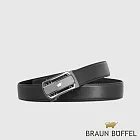 【BRAUN BUFFEL 德國小金牛】台灣總代理 商務型男 簡約造型自動扣皮帶-鎗色42吋/BF24S-WEG20842-SGU