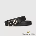 【BRAUN BUFFEL 德國小金牛】台灣總代理 商務型男 雅緻男仕圓頭穿針式皮帶-鎗色42吋/BF24B-JF00242-SGU