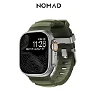 美國NOMAD Apple Watch專用硬悍FKM橡膠錶帶-49/46/45/44/42mm 森林綠 銀扣