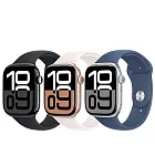 Apple Watch Series 10 (GPS版) 42mm鋁金屬錶殼搭配運動型錶帶-M/L 銀/丹寧