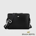 【BRAUN BUFFEL 德國小金牛】台灣總代理 墨菲斯 橫式斜背包-黑色/BF524-62-BK