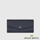 【BRAUN BUFFEL 德國小金牛】台灣總代理 城市 14卡兩折長夾-午夜藍/BF817-621-MNB