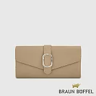 【BRAUN BUFFEL 德國小金牛】台灣總代理 瑟魯爾-A 12卡兩折長夾-奶茶棕/BF845-621-SVM