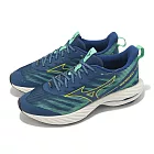 Mizuno 慢跑鞋 Wave Rider GTX 2 男鞋 藍綠 防水 支撐 波浪片 支撐 運動鞋 美津濃 J1GC2479-02