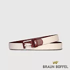 【BRAUN BUFFEL 德國小金牛】台灣總代理 商務型男 簡約穿針式皮帶-銀色42吋/BF24B-HUY03442-SNK