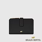 【BRAUN BUFFEL 德國小金牛】台灣總代理 珍妮絲 10卡兩折中夾-黑色/BF840-502-BK