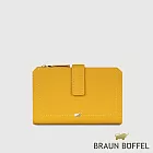 【BRAUN BUFFEL 德國小金牛】台灣總代理 珍妮絲 10卡兩折中夾-向日葵黃/BF840-502-SF