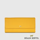 【BRAUN BUFFEL 德國小金牛】台灣總代理 珍妮絲 14卡兩折長夾-向日葵黃/BF840-621-SF