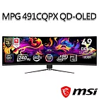 msi微星 MPG 491CQPX QD-OLED 49吋 曲面電競螢幕(49＂/5120x1440/32:9/240Hz/曲面)