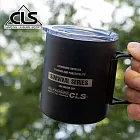 【韓國CLS】摺疊304不鏽鋼雙層杯 贈杯蓋 320ML/登山杯/露營杯/軍風/露營/野餐(三色任選) 黑色