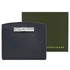 LONGCHAMP ROSEAU系列竹節小牛皮流線短夾 黑