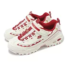 Skechers 休閒鞋 D Lites 大童 女鞋 米白 紅 蛇年 CNY 魔鬼氈 厚底 拼接 老爹鞋 319061LNTRD