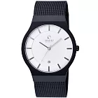 OBAKU 極簡時代優雅時尚腕錶-黑帶白面-大