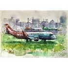 【玲廊滿藝】鄭素雲-小港機場‘16K水彩速寫19x27cm
