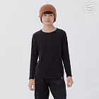 ADISI 童美麗諾混紡羊毛圓領彈性保暖衣 AU2521005 (130-160)｜吸濕 透氣 抗臭 抑菌 抗靜電 內著衣 130 濃墨黑