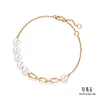 【點睛品】Daily Luxe 珍珠環扣 18K玫瑰金鑽石手鍊