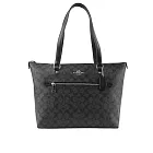 COACH Gallery 塗層帆布拉鍊托特包 (石墨黑)