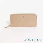 ZODENCE NUDE進口真皮全開式拉鍊長夾  淺駝