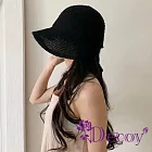 【Decoy】日系編織 寬檐顯臉小透氣防曬綁帶草帽/ 黑色