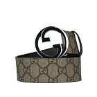 Gucci Blondie GG 銀色標誌塗層帆布及皮革寬4cm皮帶  85cm(棕色)