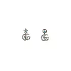 GUCCI GG Logo 花朵及星星水晶墜飾造型針式耳環 (古銅金)