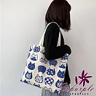 【iSPurple】日系小貓 大容量購物手提肩背帆布包/米色