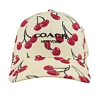 COACH 櫻桃圖案棉質棒球帽 XS/S (白色/紅色)