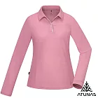 【ATUNAS 歐都納】女款POLARTEC POWER DRY吸濕排汗透氣快乾長袖POLO衫A1PSGZ02W- S 杏桃粉