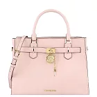 MICHAEL KORS 素面皮革鎖頭造型手提/肩背兩用包 粉紅