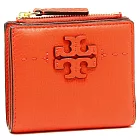 Tory burch 雙T-LOGO素面皮革短夾-粉桔
